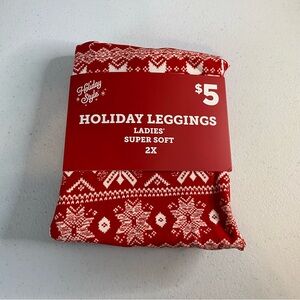 Holiday Style Red and White Leggings ladies super soft 2x